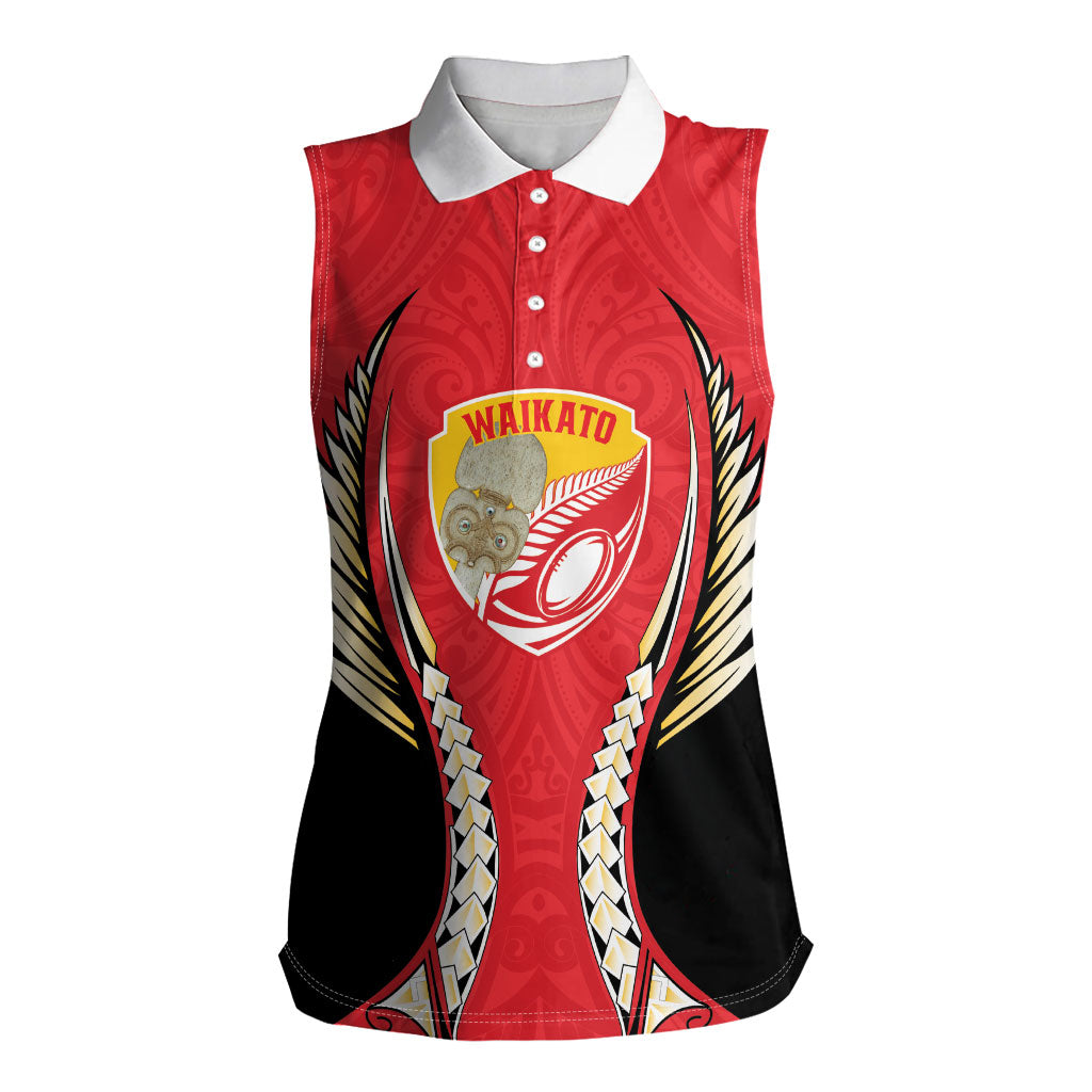 Waikato 2026 Rugby Custom Women Sleeveless Polo Shirt NZ Maori Silver Fern