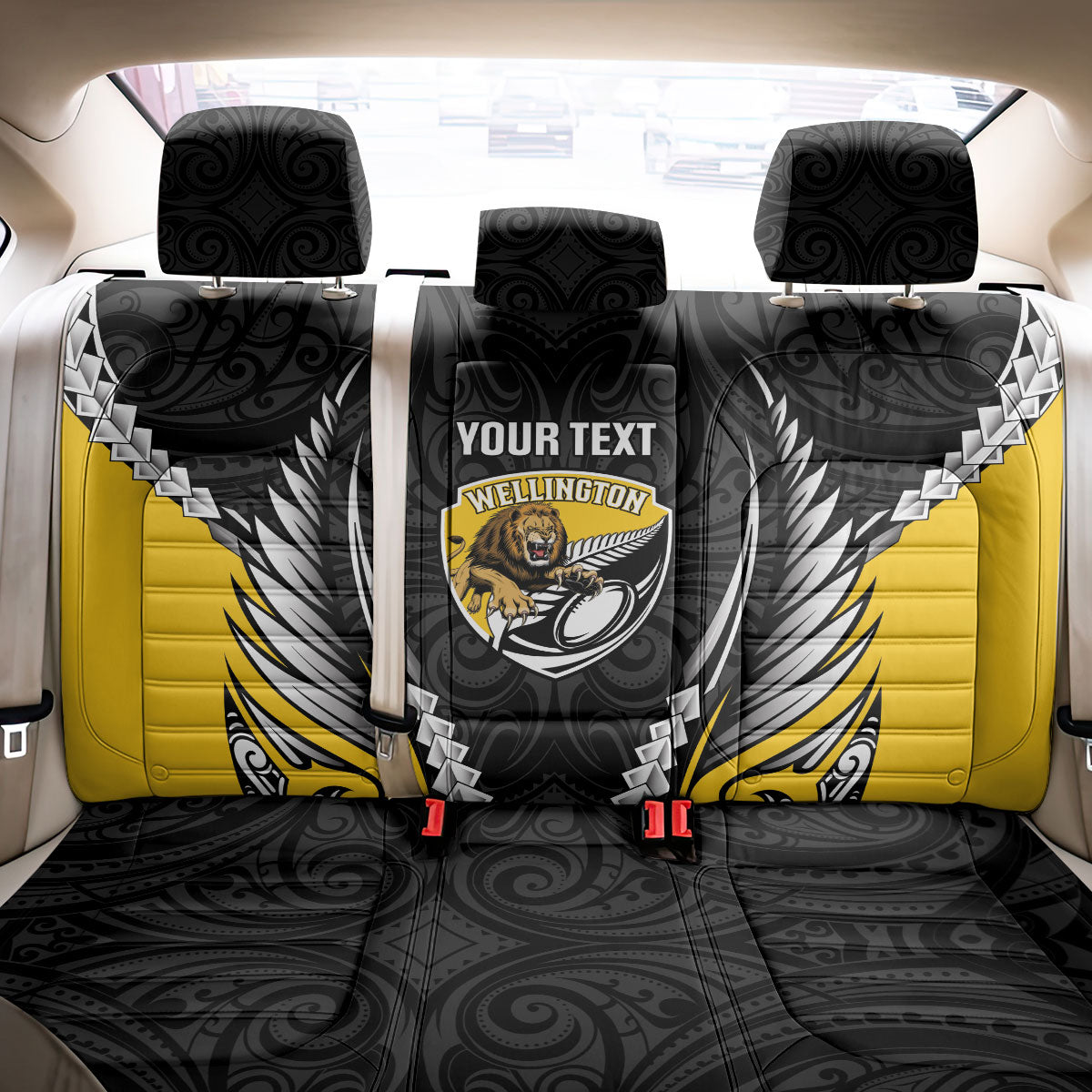 Wellington 2026 Rugby Custom Back Car Seat Cover NZ Maori Silver Fern