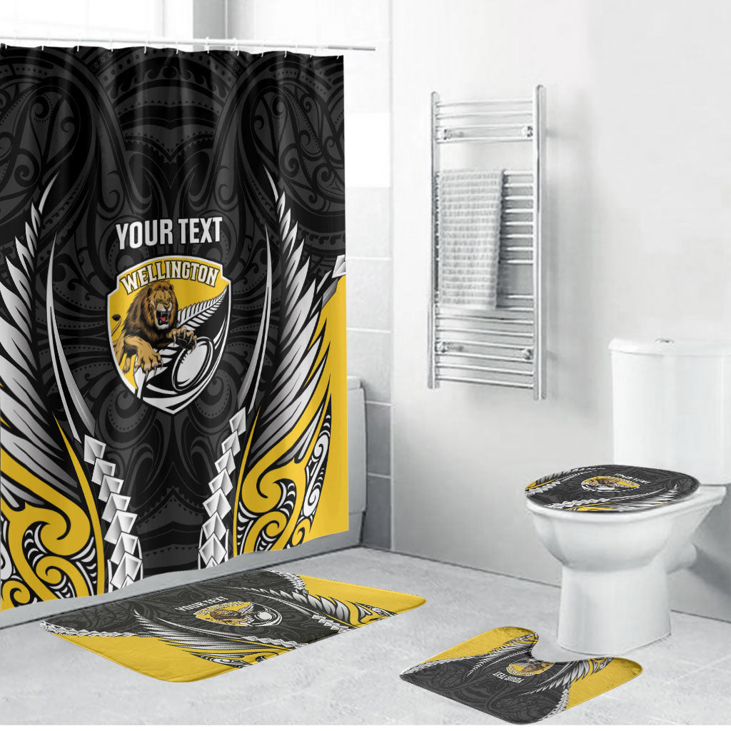 Wellington 2026 Rugby Custom Bathroom Set NZ Maori Silver Fern LT14 Bathroom Set (4 pcs) Black - Polynesian Pride