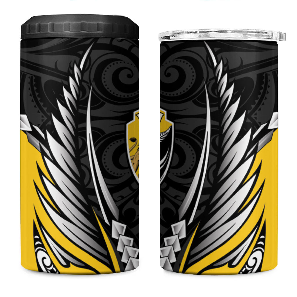 Wellington 2026 Rugby Custom 4 in 1 Can Cooler Tumbler NZ Maori Silver Fern LT14 One Size: 16 oz Black - Polynesian Pride