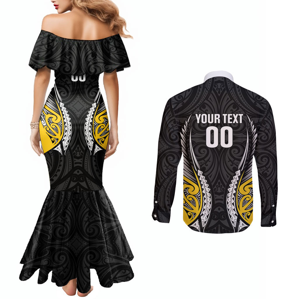 Wellington 2026 Rugby Custom Couples Matching Mermaid Dress and Long Sleeve Button Shirt NZ Maori Silver Fern