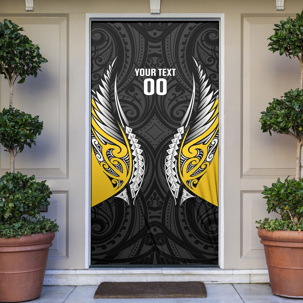 Wellington 2026 Rugby Custom Door Cover NZ Maori Silver Fern LT14 Black - Polynesian Pride