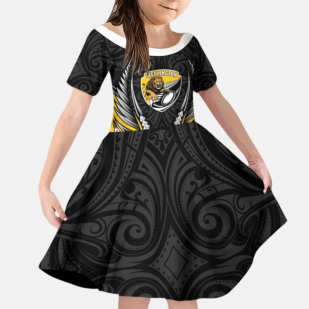 Wellington 2026 Rugby Custom Family Matching Off The Shoulder Long Sleeve Dress and Hawaiian Shirt NZ Maori Silver Fern