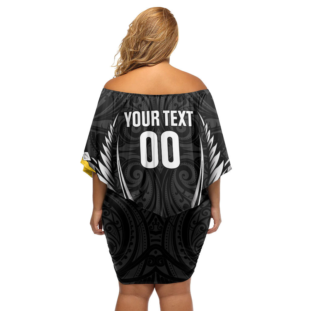 Wellington 2026 Rugby Custom Off Shoulder Short Dress NZ Maori Silver Fern
