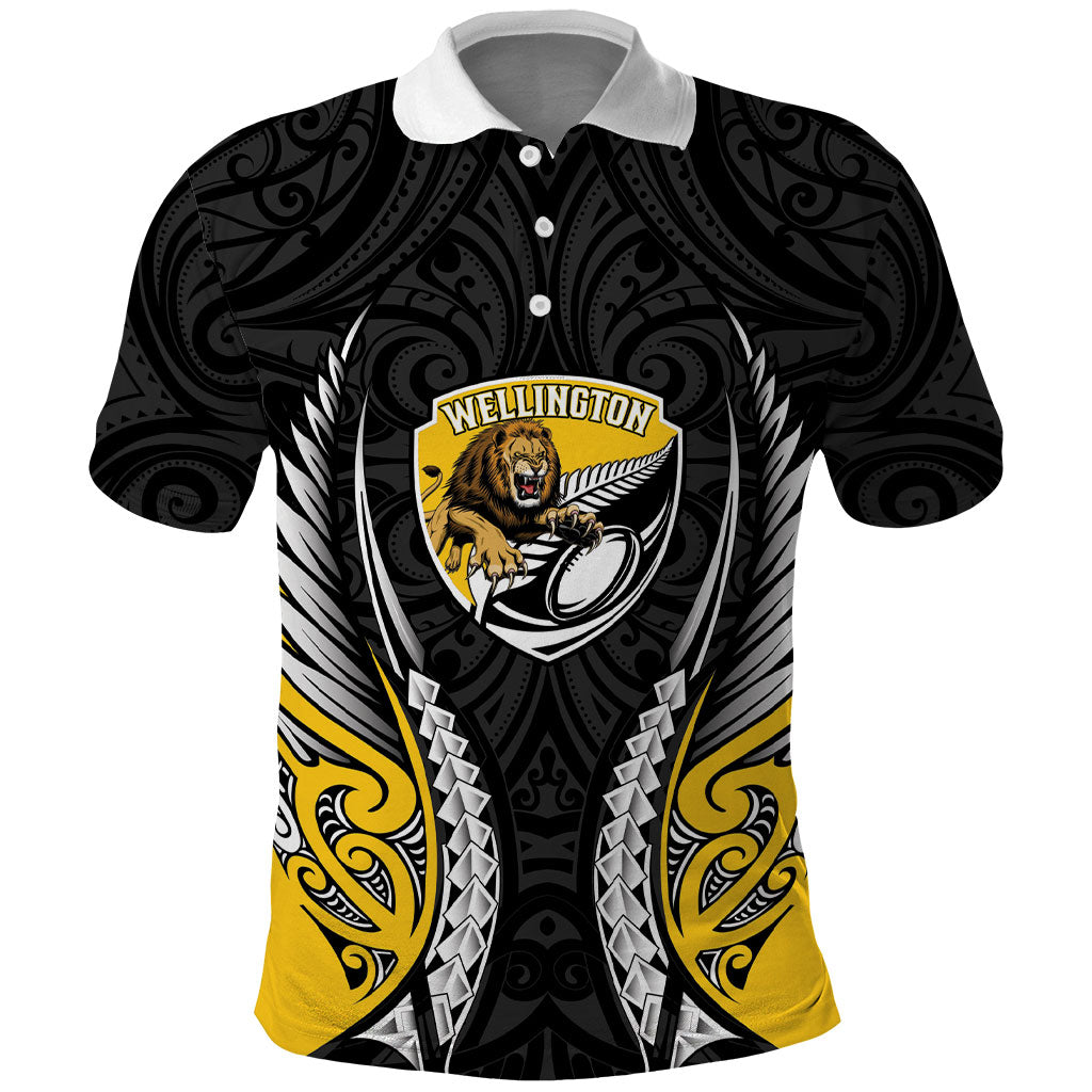Wellington 2026 Rugby Custom Polo Shirt NZ Maori Silver Fern LT14 Black - Polynesian Pride