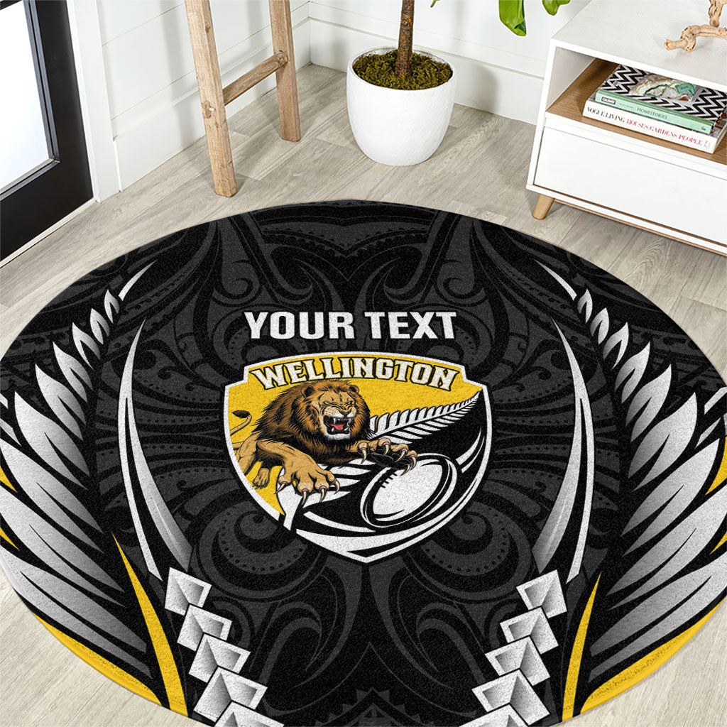 Wellington 2026 Rugby Custom Round Carpet NZ Maori Silver Fern LT14 Black - Polynesian Pride