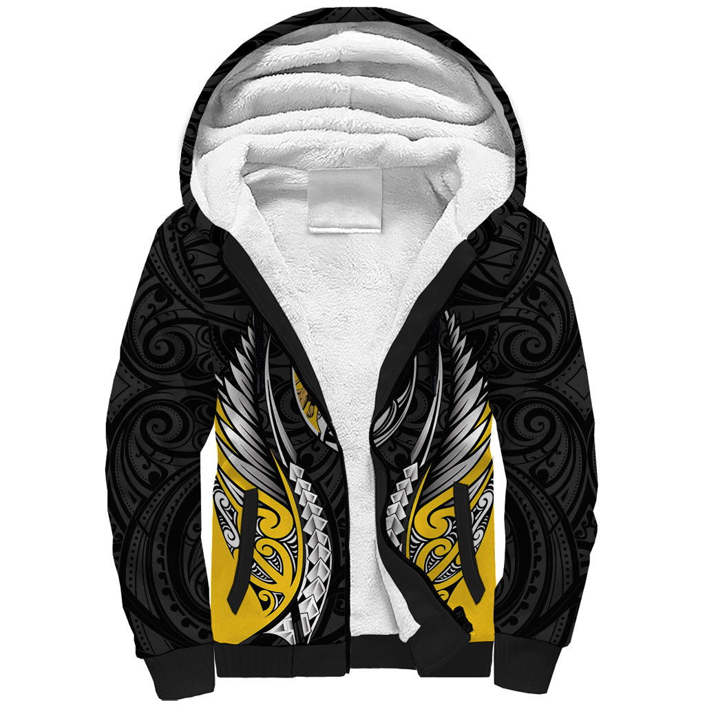 Wellington 2026 Rugby Custom Sherpa Hoodie NZ Maori Silver Fern LT14 Unisex Black - Polynesian Pride
