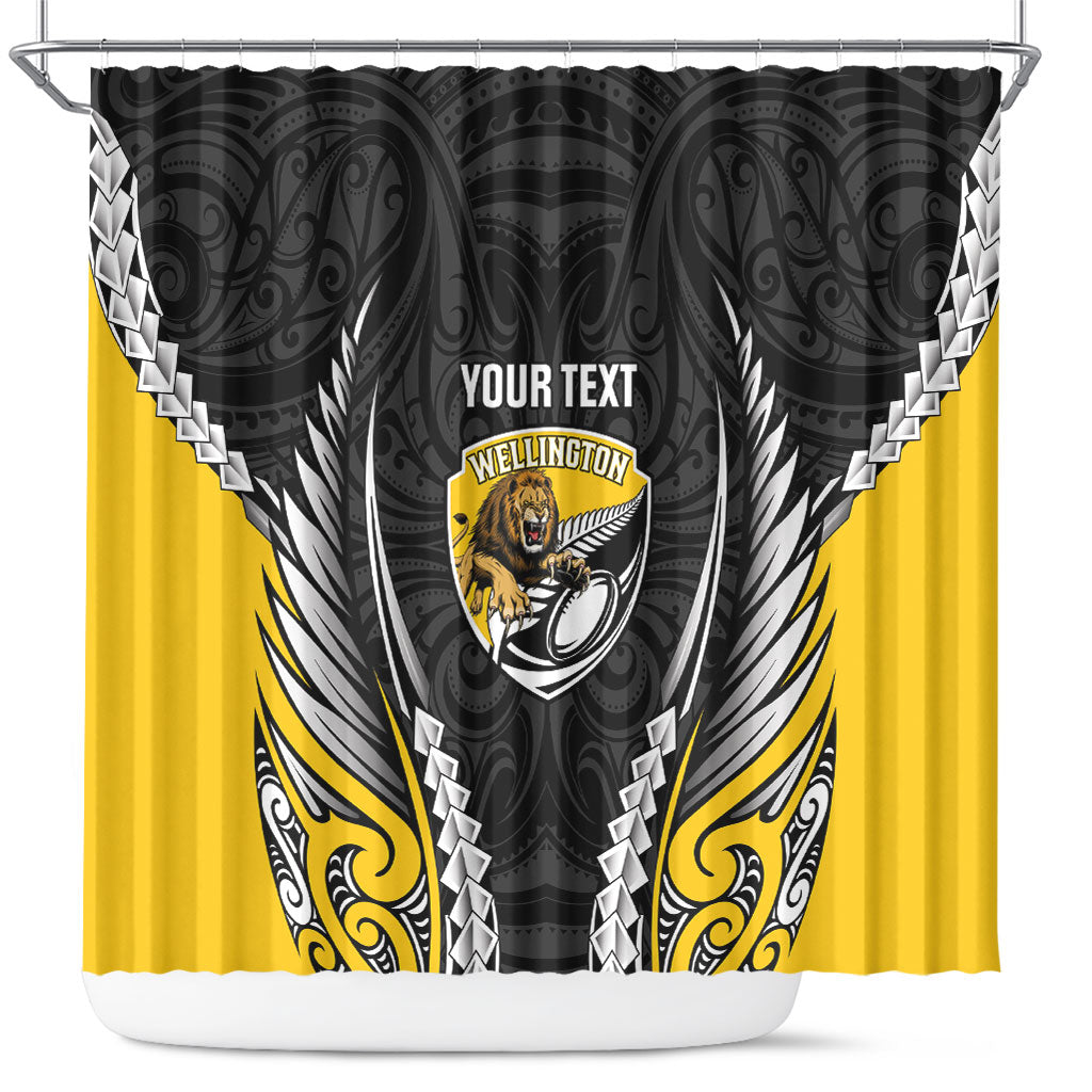 Wellington 2026 Rugby Custom Shower Curtain NZ Maori Silver Fern LT14 Black - Polynesian Pride