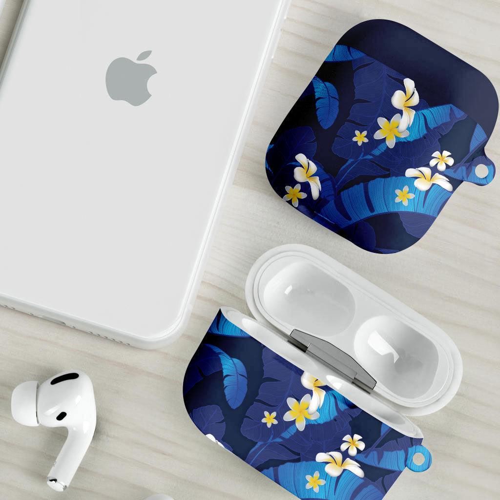 Teal Purple Banana Leaf Hawaii AirPods Case Lau Maia Plumeria Tropical Summer Vibes