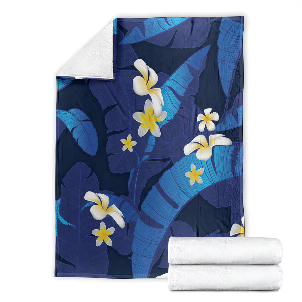 Teal Purple Banana Leaf Hawaii Blanket Lau Maia Plumeria Tropical Summer Vibes