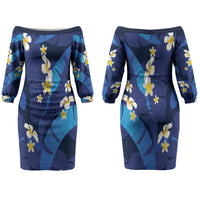 Teal Purple Banana Leaf Hawaii Couples Matching Off The Shoulder Long Sleeve Dress and Long Sleeve Button Shirt Lau Maia Plumeria Tropical Summer Vibes