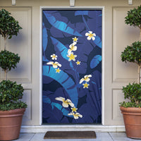 Teal Purple Banana Leaf Hawaii Door Cover Lau Maia Plumeria Tropical Summer Vibes