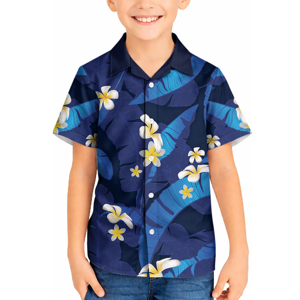 Teal Purple Banana Leaf Hawaii Kid Hawaiian Shirt Lau Maia Plumeria Tropical Summer Vibes