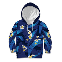 Teal Purple Banana Leaf Hawaii Kid Hoodie Lau Maia Plumeria Tropical Summer Vibes