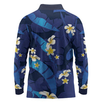 Teal Purple Banana Leaf Hawaii Long Sleeve Polo Shirt Lau Maia Plumeria Tropical Summer Vibes LT14 - Polynesian Pride