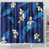 Teal Purple Banana Leaf Hawaii Shower Curtain Lau Maia Plumeria Tropical Summer Vibes