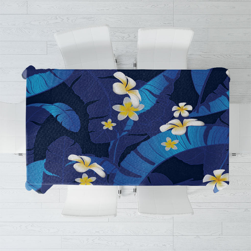 Teal Purple Banana Leaf Hawaii Tablecloth Lau Maia Plumeria Tropical Summer Vibes