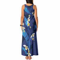 Teal Purple Banana Leaf Hawaii Tank Maxi Dress Lau Maia Plumeria Tropical Summer Vibes