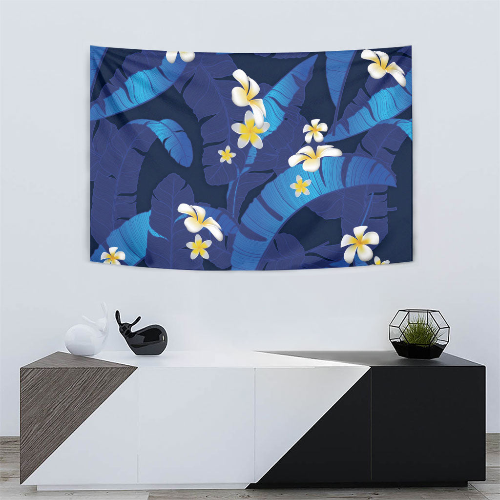 Teal Purple Banana Leaf Hawaii Tapestry Lau Maia Plumeria Tropical Summer Vibes