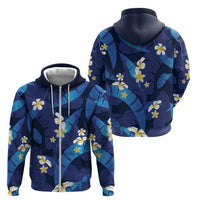 Teal Purple Banana Leaf Hawaii Zip Hoodie Lau Maia Plumeria Tropical Summer Vibes