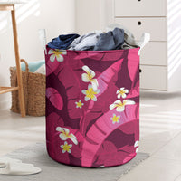 Pink Banana Leaf Hawaii Laundry Basket Lau Maia Plumeria Tropical Summer Vibes
