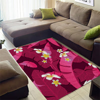 Pink Banana Leaf Hawaii Area Rug Lau Maia Plumeria Tropical Summer Vibes LT14 - Polynesian Pride