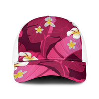 Pink Banana Leaf Hawaii Baseball Net Cap Lau Maia Plumeria Tropical Summer Vibes