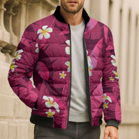 Pink Banana Leaf Hawaii Bomber Puffer Jacket Lau Maia Plumeria Tropical Summer Vibes