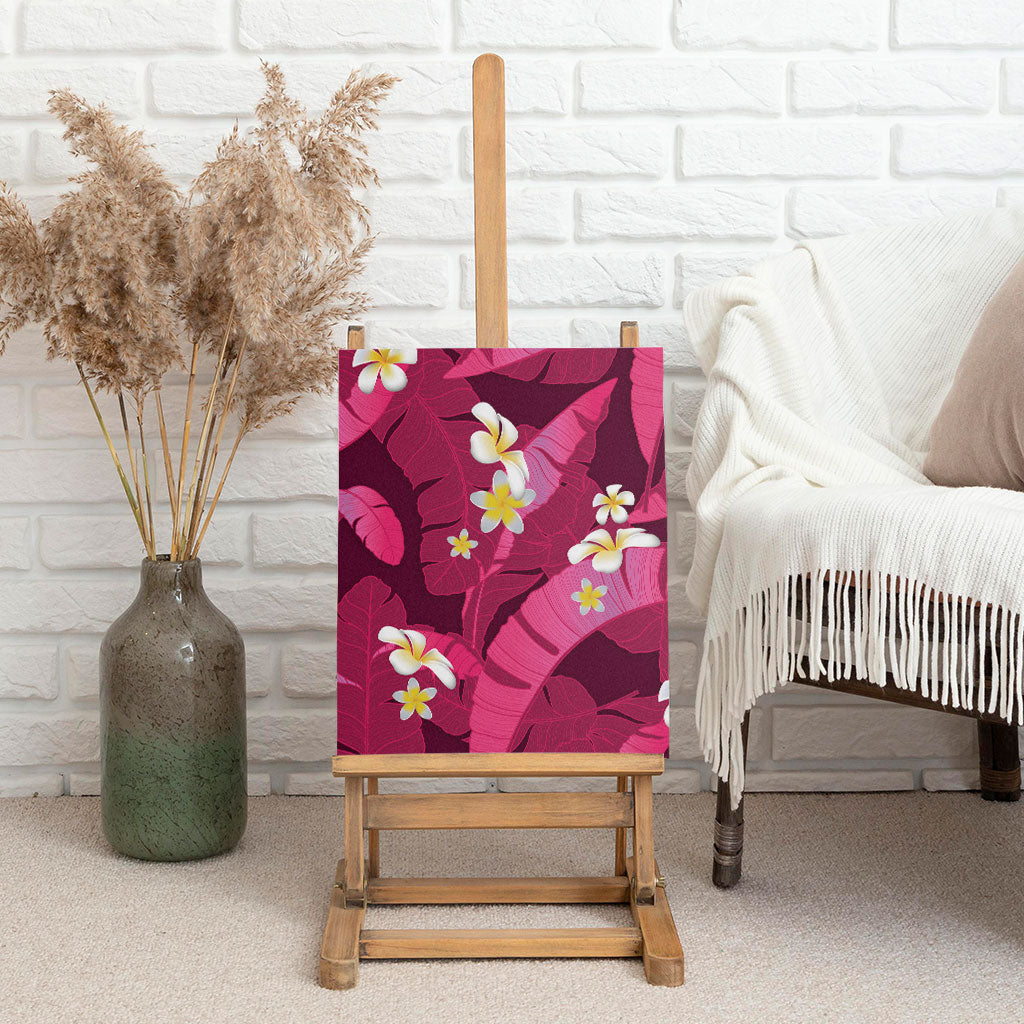 Pink Banana Leaf Hawaii Canvas Wall Art Lau Maia Plumeria Tropical Summer Vibes LT14 - Polynesian Pride