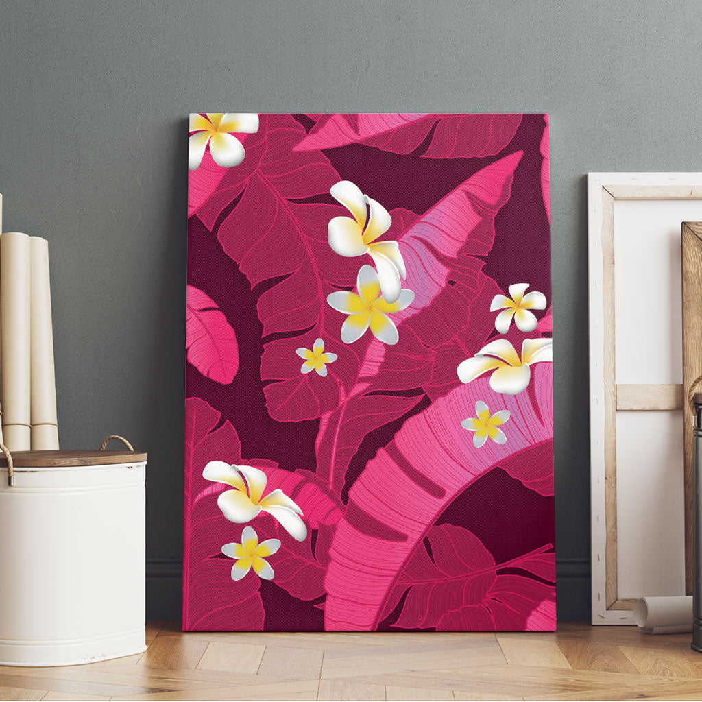 Pink Banana Leaf Hawaii Canvas Wall Art Lau Maia Plumeria Tropical Summer Vibes LT14 - Polynesian Pride