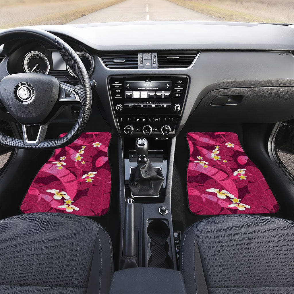 Pink Banana Leaf Hawaii Car Mats Lau Maia Plumeria Tropical Summer Vibes