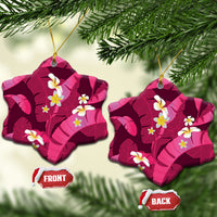 Pink Banana Leaf Hawaii Ceramic Ornament Lau Maia Plumeria Tropical Summer Vibes LT14 Snow Flake Pink - Polynesian Pride