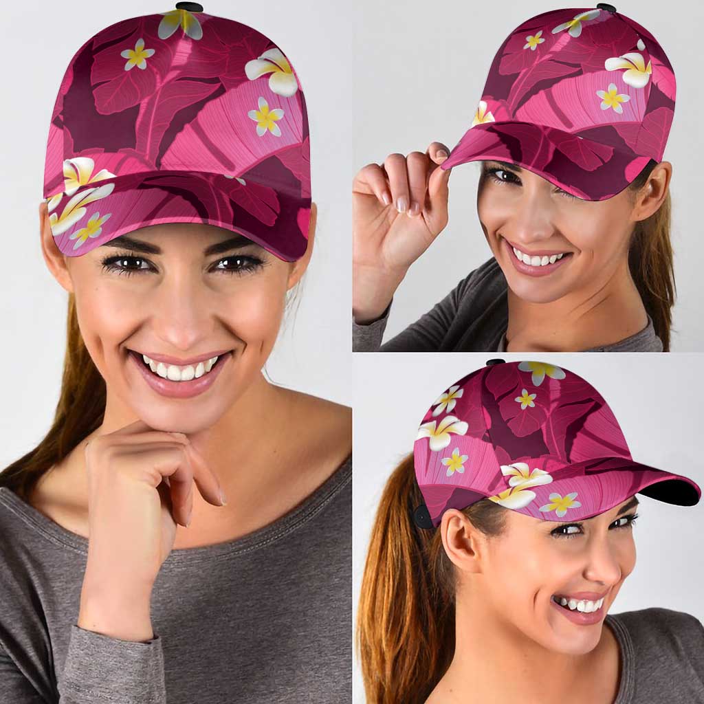 Pink Banana Leaf Hawaii Classic Cap Lau Maia Plumeria Tropical Summer Vibes