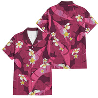 Pink Banana Leaf Hawaii Family Matching Mermaid Dress and Hawaiian Shirt Lau Maia Plumeria Tropical Summer Vibes LT14 Dad's Shirt - Short Sleeve Pink - Polynesian Pride
