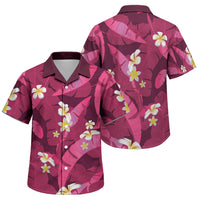 Pink Banana Leaf Hawaii Family Matching Puletasi and Hawaiian Shirt Lau Maia Plumeria Tropical Summer Vibes