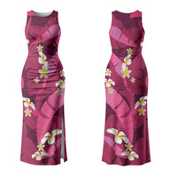 Pink Banana Leaf Hawaii Family Matching Tank Maxi Dress and Hawaiian Shirt Lau Maia Plumeria Tropical Summer Vibes LT14 Mom's Dress Pink - Polynesian Pride