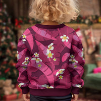 Pink Banana Leaf Hawaii Kid Ugly Christmas Sweater Lau Maia Plumeria Tropical Summer Vibes LT14 - Polynesian Pride