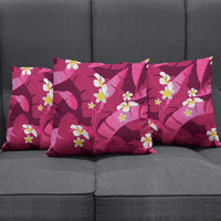 Pink Banana Leaf Hawaii Pillow Cover Lau Maia Plumeria Tropical Summer Vibes