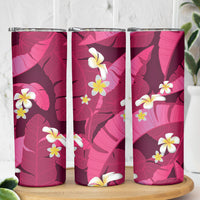 Pink Banana Leaf Hawaii Skinny Tumbler Lau Maia Plumeria Tropical Summer Vibes