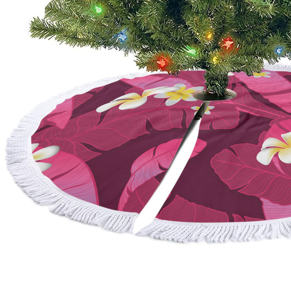 Pink Banana Leaf Hawaii Tree Skirt Lau Maia Plumeria Tropical Summer Vibes LT14 - Polynesian Pride