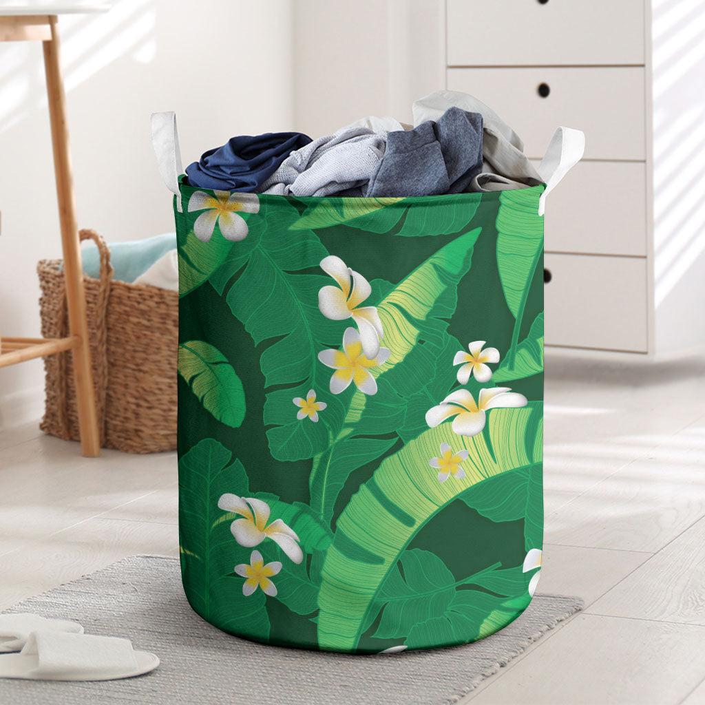 Green Banana Leaf Hawaii Laundry Basket Lau Maia Plumeria Tropical Summer Vibes LT14 Green - Polynesian Pride