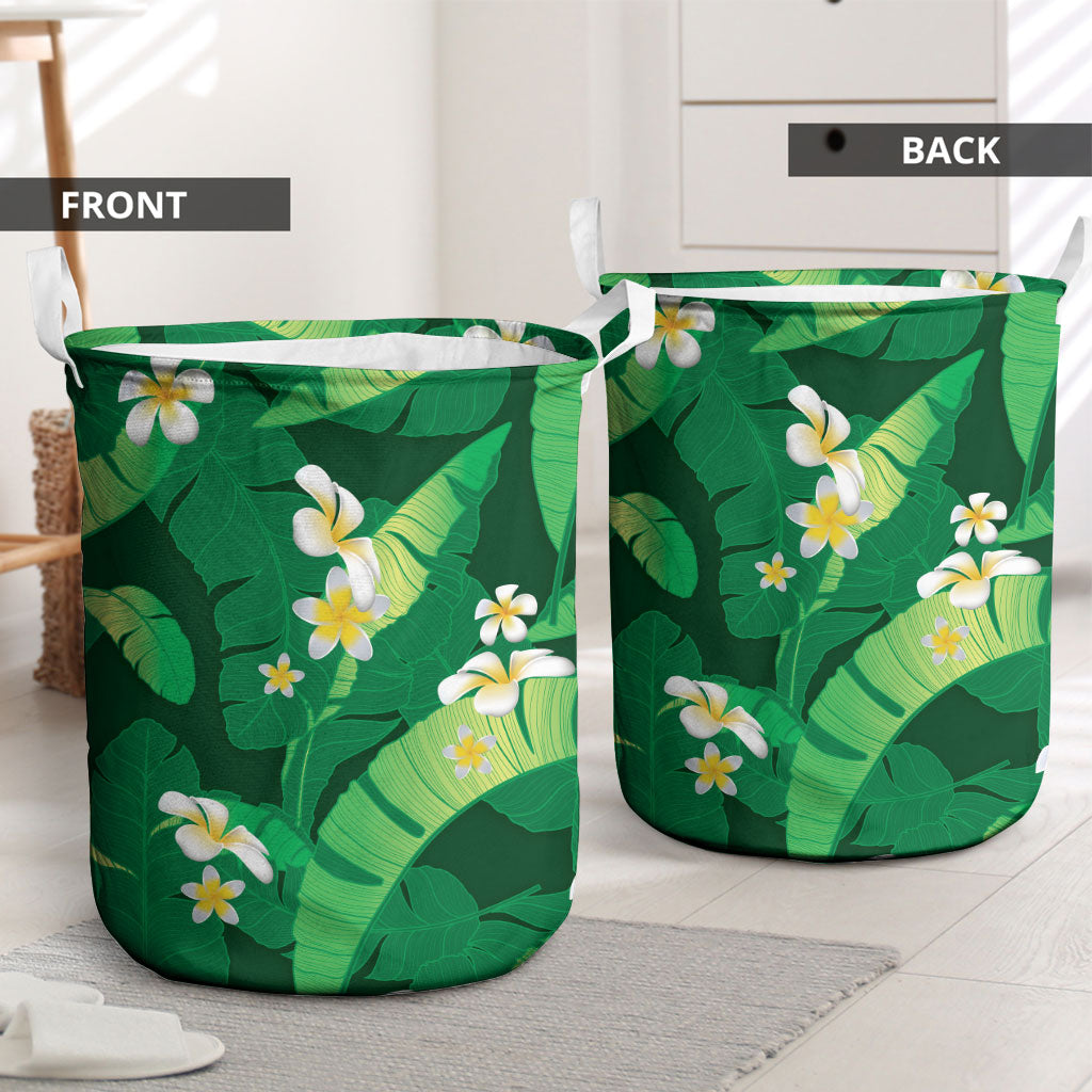 Green Banana Leaf Hawaii Laundry Basket Lau Maia Plumeria Tropical Summer Vibes