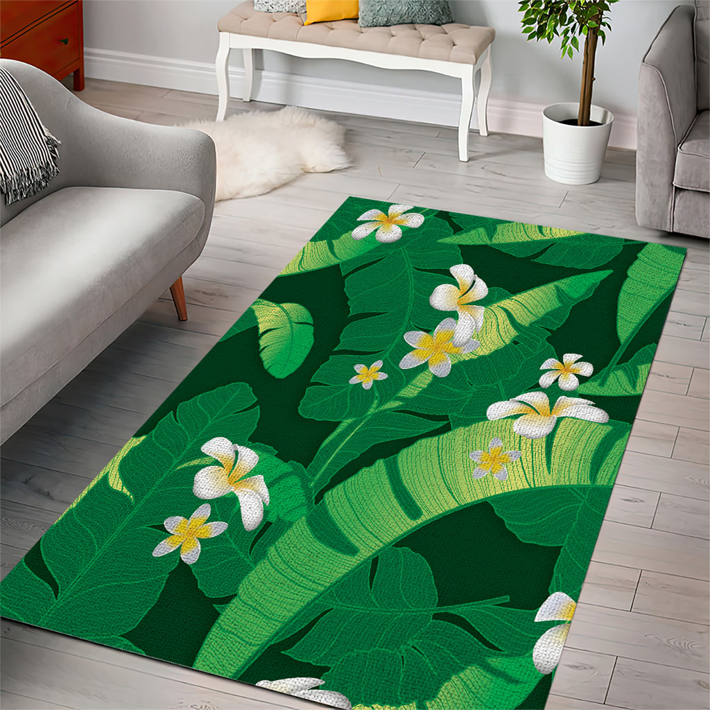 Green Banana Leaf Hawaii Area Rug Lau Maia Plumeria Tropical Summer Vibes