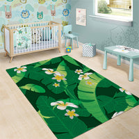 Green Banana Leaf Hawaii Area Rug Lau Maia Plumeria Tropical Summer Vibes