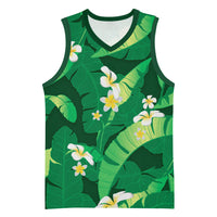 Green Banana Leaf Hawaii Basketball Jersey Lau Maia Plumeria Tropical Summer Vibes