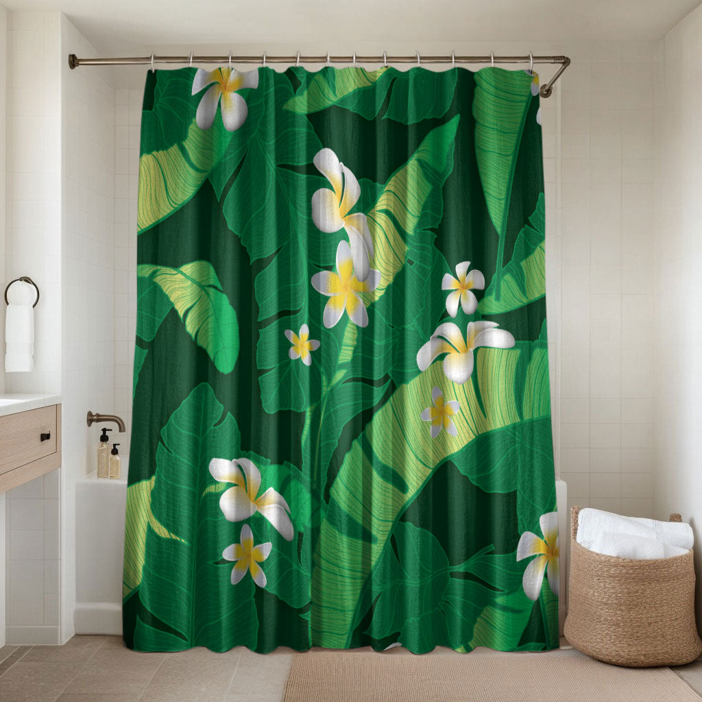 Green Banana Leaf Hawaii Bathroom Set Lau Maia Plumeria Tropical Summer Vibes