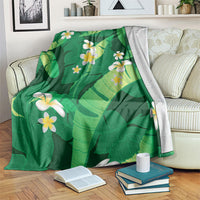 Green Banana Leaf Hawaii Blanket Lau Maia Plumeria Tropical Summer Vibes