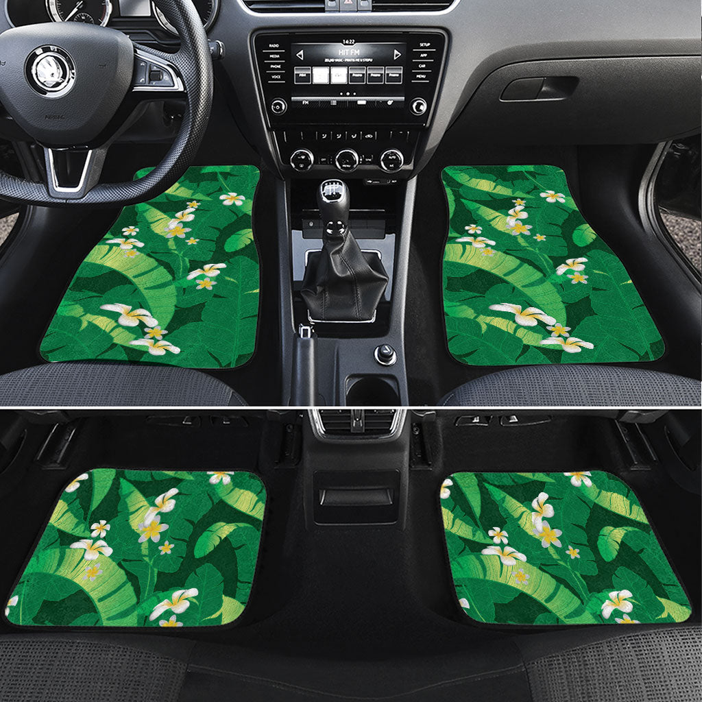 Green Banana Leaf Hawaii Car Mats Lau Maia Plumeria Tropical Summer Vibes