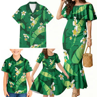 Green Banana Leaf Hawaii Family Matching Mermaid Dress and Hawaiian Shirt Lau Maia Plumeria Tropical Summer Vibes LT14 - Polynesian Pride