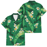 Green Banana Leaf Hawaii Family Matching Summer Maxi Dress and Hawaiian Shirt Lau Maia Plumeria Tropical Summer Vibes